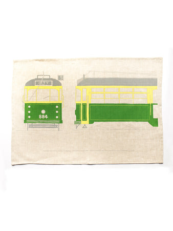 Old Green Rattler Tram Tea Towel