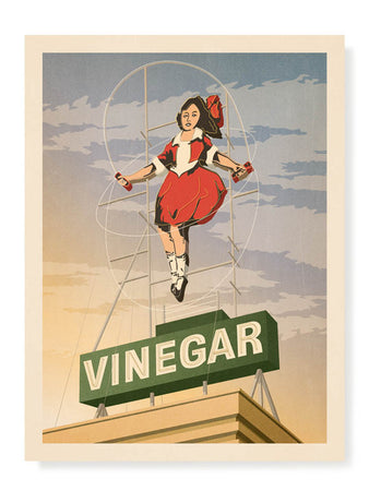 Skipping Girl Vinegar Sign Print / Sunset Sky