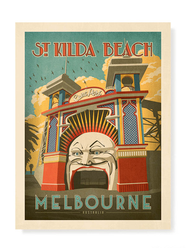 Luna Park St Kilda Beach Print
