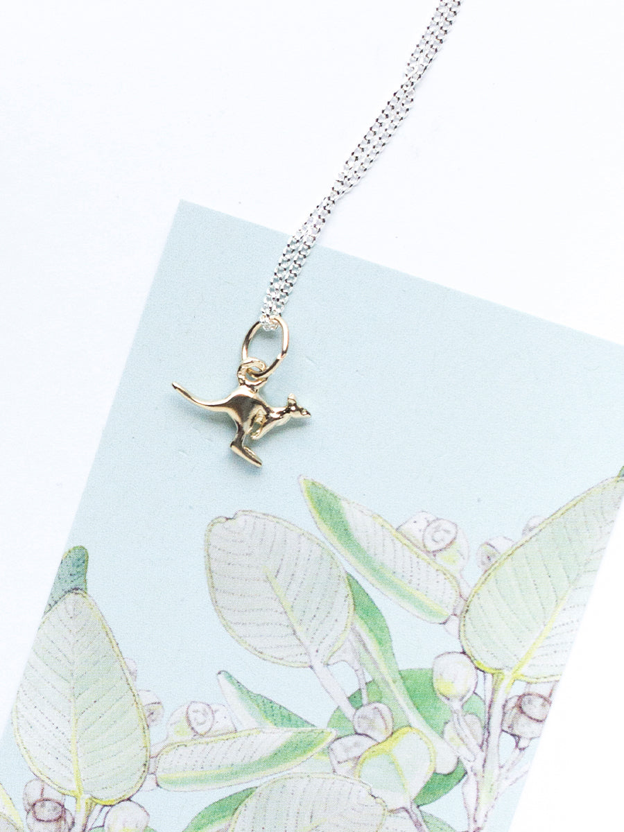 Gold Charm Necklace - Kangaroo