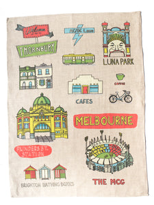 Melbourne Places Tea Towel